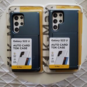 NWT 2 Samsung Galaxy S22 U Phone Case w/a Built-in semi-auto Sliding Card Slot